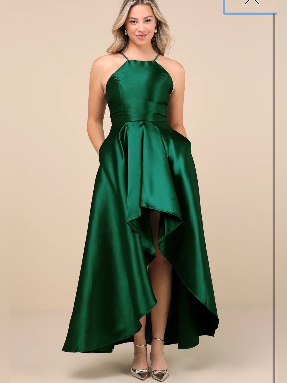 lulus Broadway Show Emerald Green High-Low Gown Size M NWT